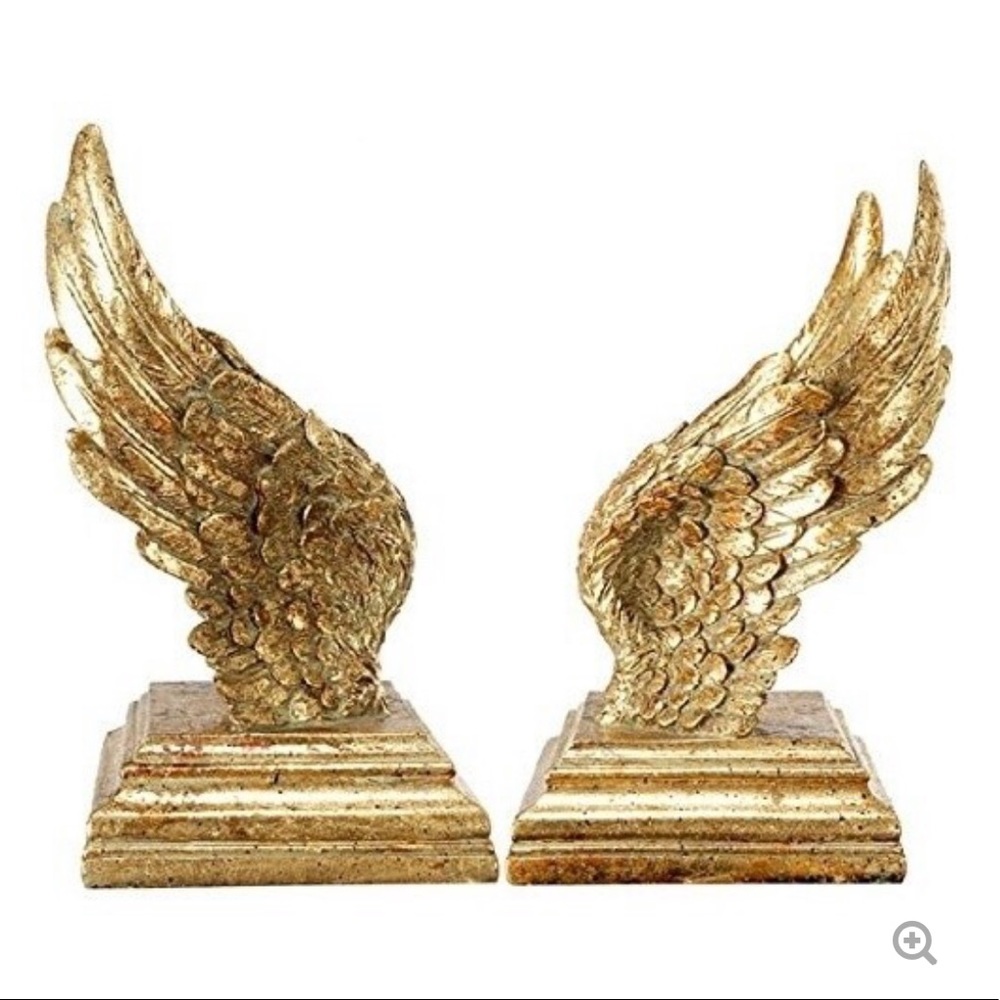 Gilded Angel Wings Bookends